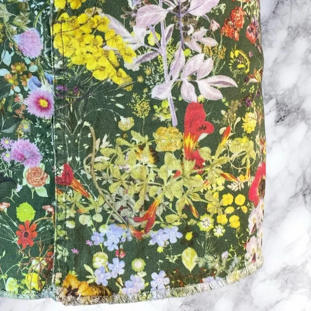 Carina Duek Endless Paradis Floral Print Denim Skirt